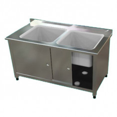 SUDC-7160-55 WORKING TABLE WITH CUPBOARD AND DOUBLE SINK